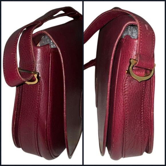 Cartier Vintage Must De Cartier Burgundy Saddle Crossbody Bag W/Dust bag - Picture 6 of 16